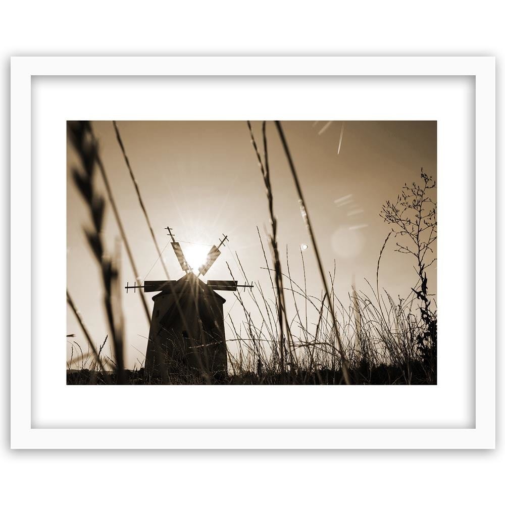 Glezna baltā rāmī - Windmill At Sunset 1 Home Trends DECO
