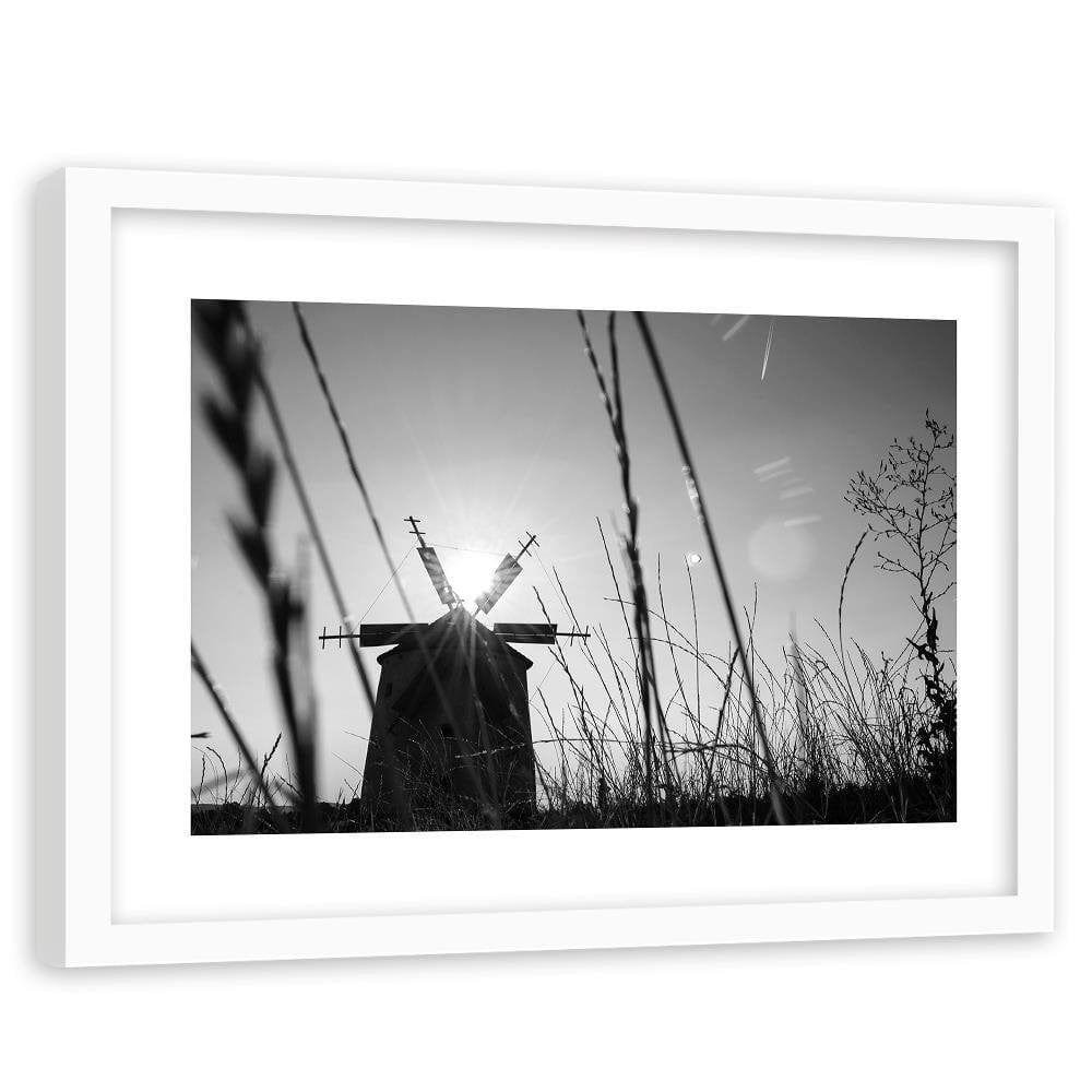 Glezna baltā rāmī - Windmill At Sunset 2 Home Trends DECO