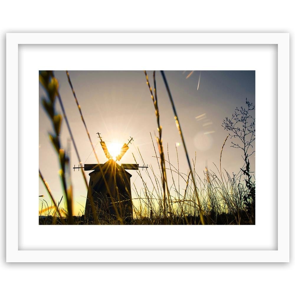 Glezna baltā rāmī - Windmill At Sunset 3 Home Trends DECO