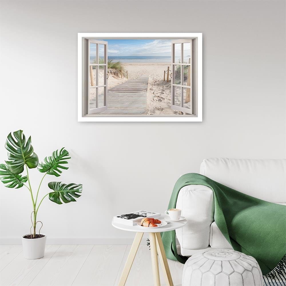 Glezna baltā rāmī - Window To The Beach Home Trends DECO