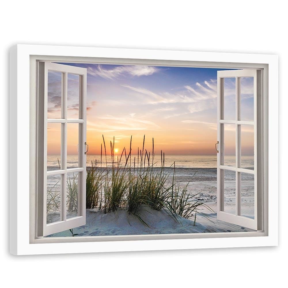 Glezna baltā rāmī - Window To The Beach Home Trends DECO