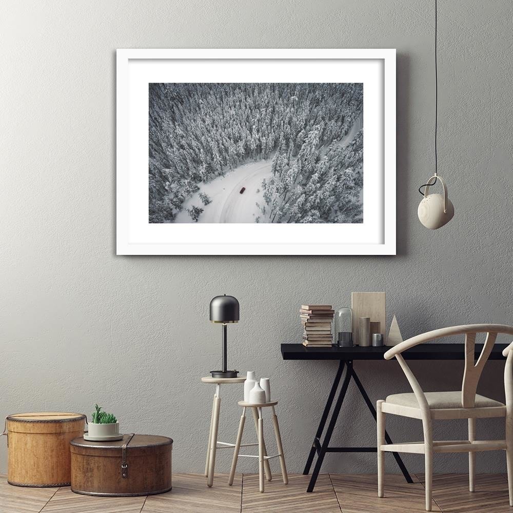 Glezna baltā rāmī - Winter Forest Home Trends DECO