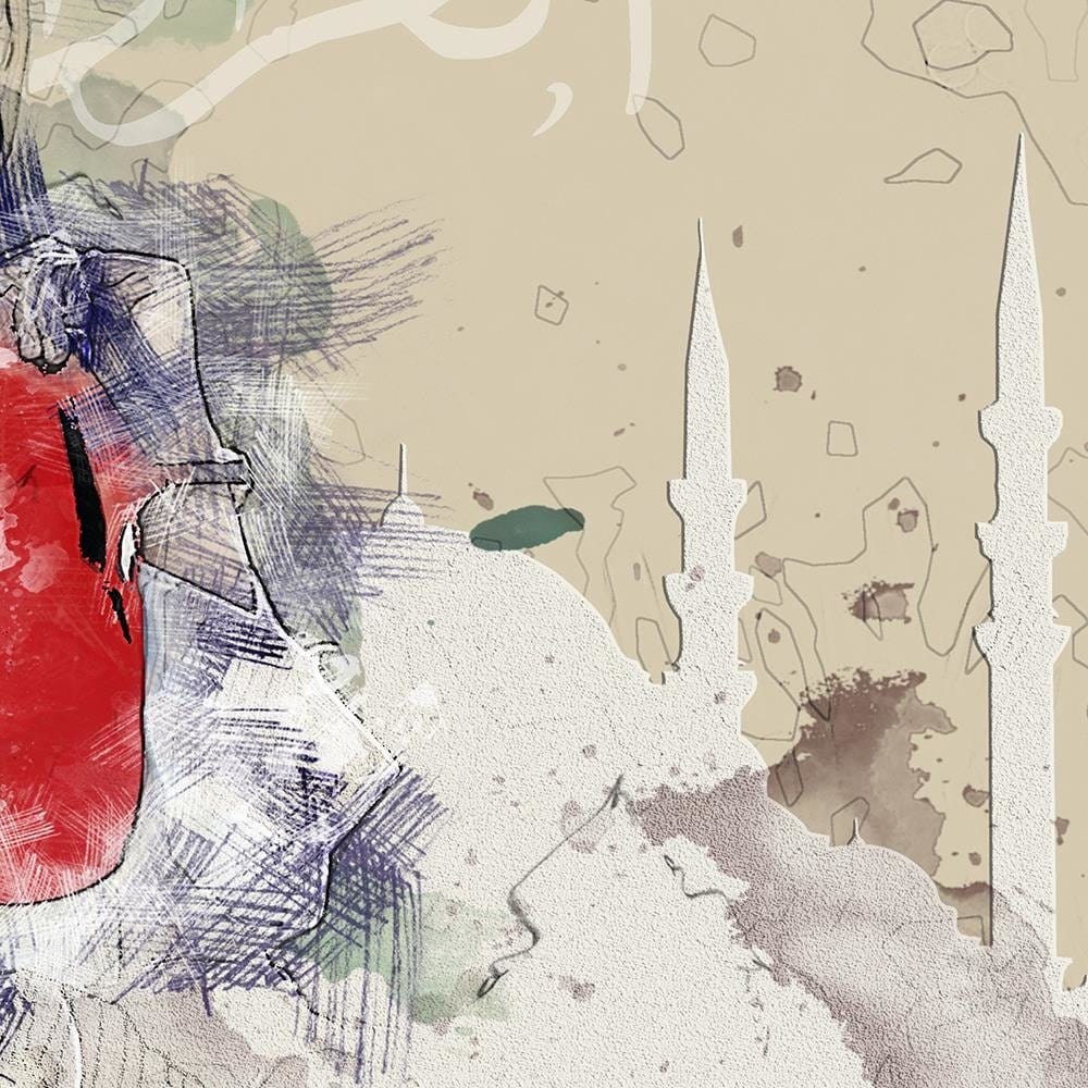 Glezna baltā rāmī - Woman In Red Headscarf Home Trends DECO