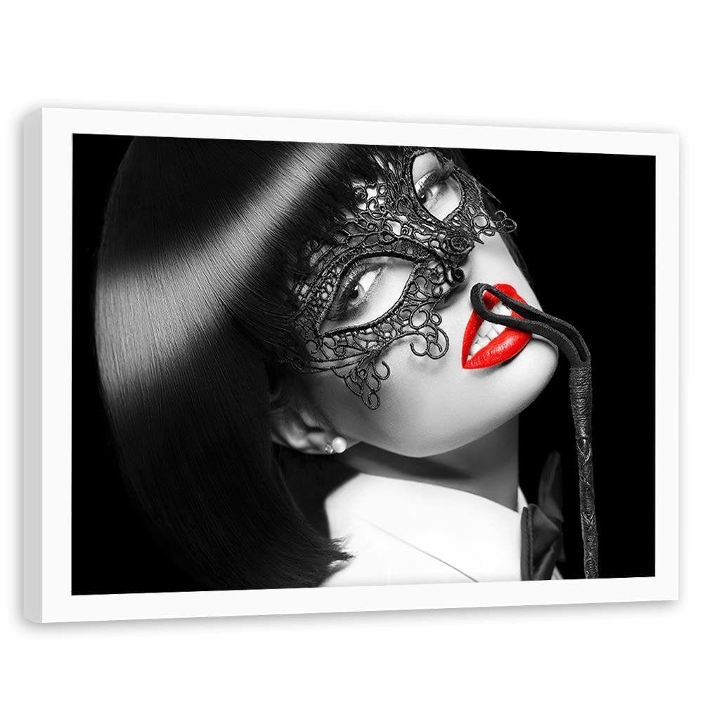 Glezna baltā rāmī - Woman In The Mask Home Trends DECO