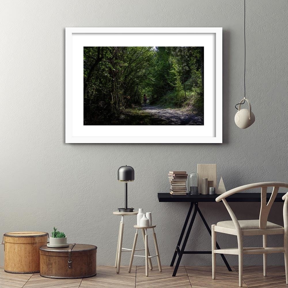 Glezna baltā rāmī - Woman On Forest Road Home Trends DECO