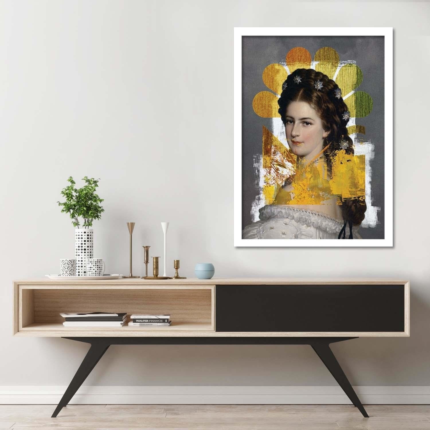 Glezna baltā rāmī - Woman Portrait Home Trends DECO