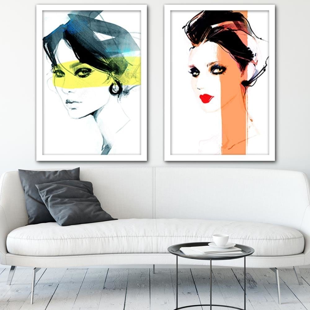 Glezna baltā rāmī - Woman Watercolour Home Trends DECO