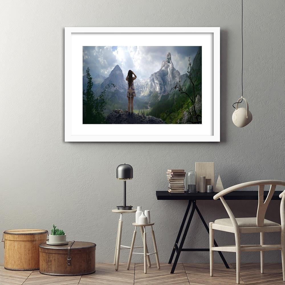 Glezna baltā rāmī - Woman With Rock Fantasy Home Trends DECO