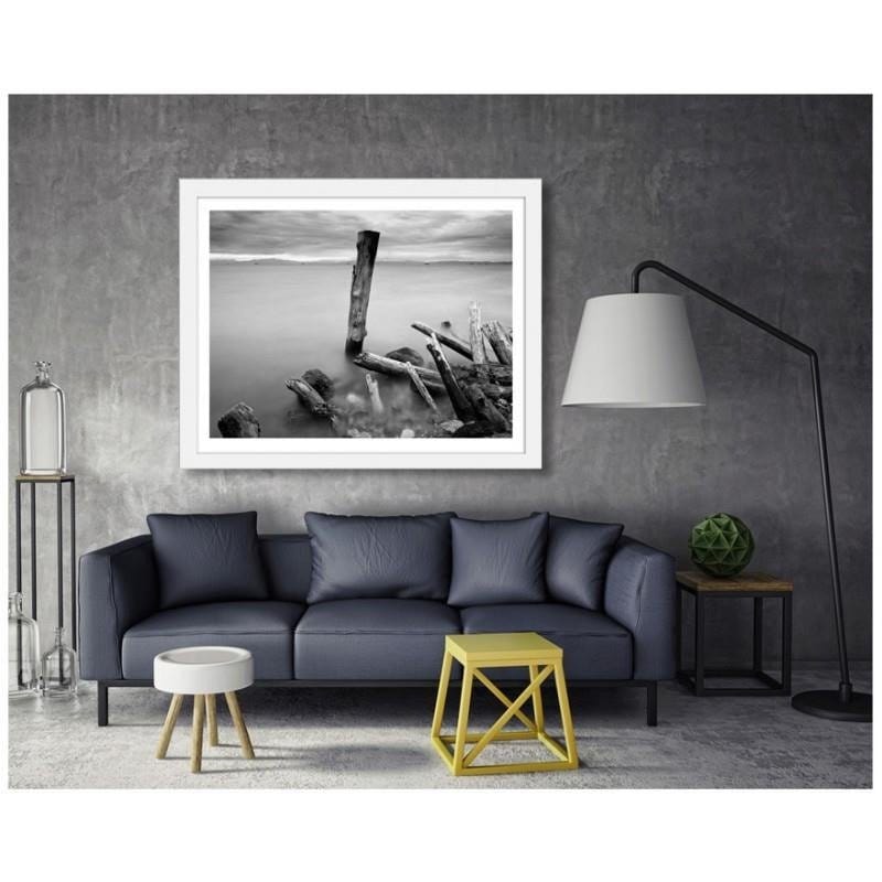 Glezna baltā rāmī - Wooden logs on the shore Home Trends DECO