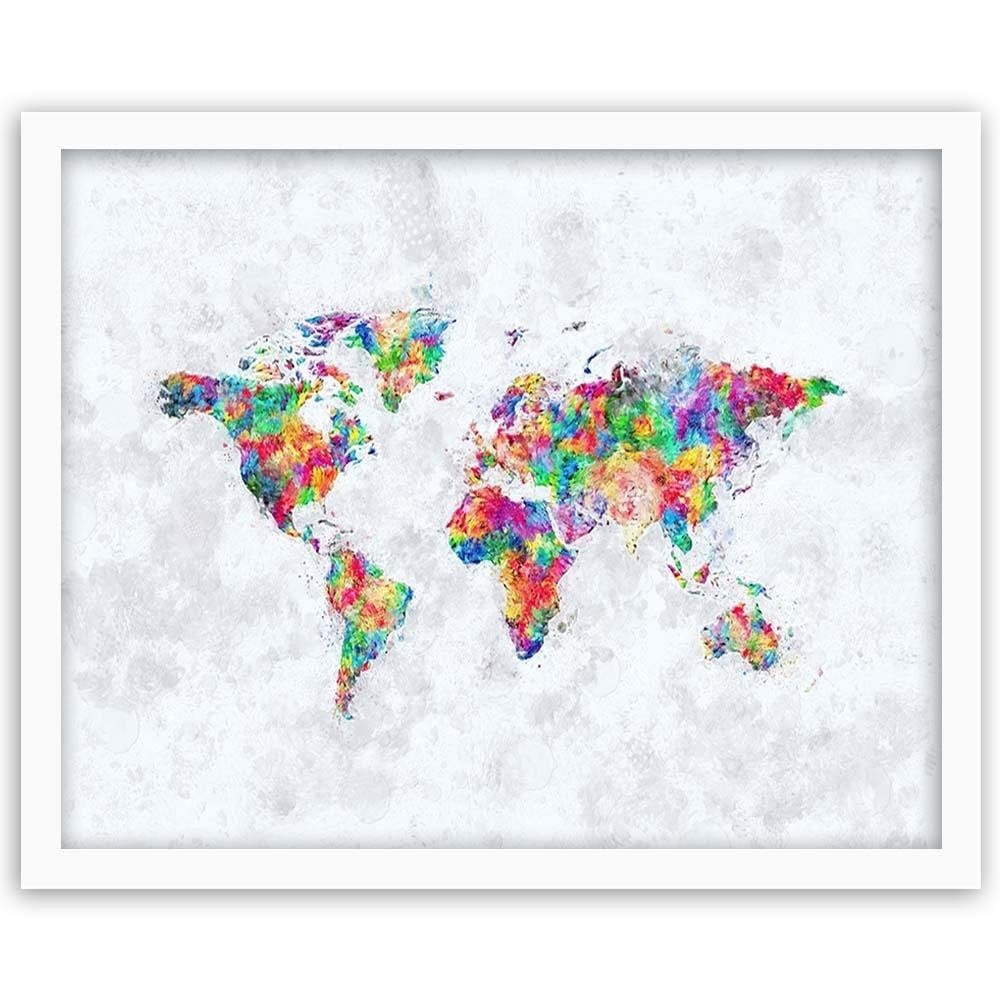 Glezna baltā rāmī - World Map Home Trends DECO