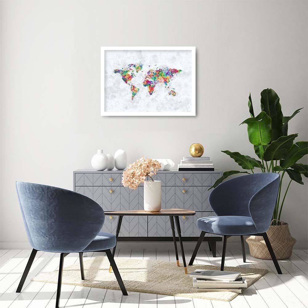 Glezna baltā rāmī - World Map Home Trends DECO