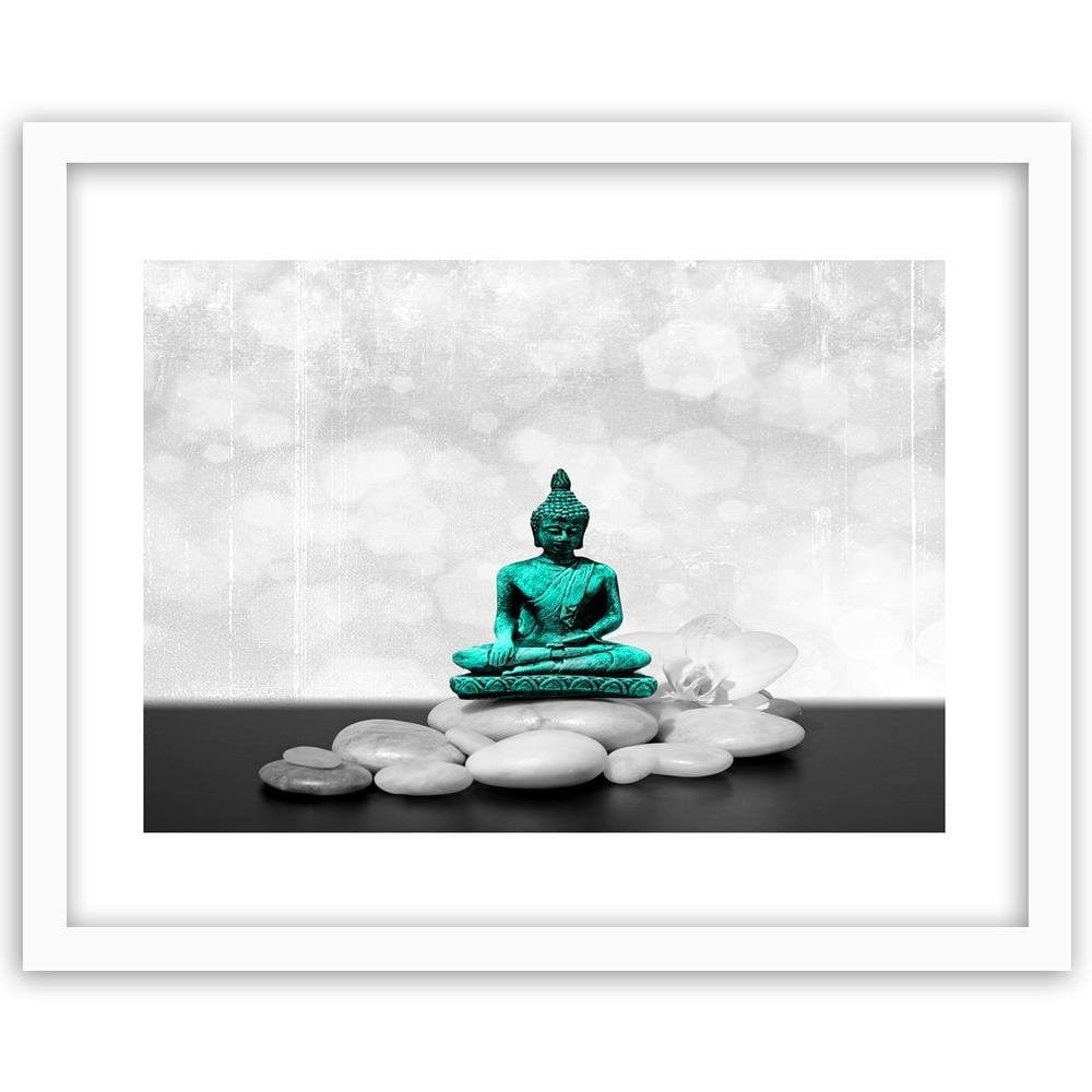 Glezna baltā rāmī - Zen Buddha On The Rocks Home Trends DECO
