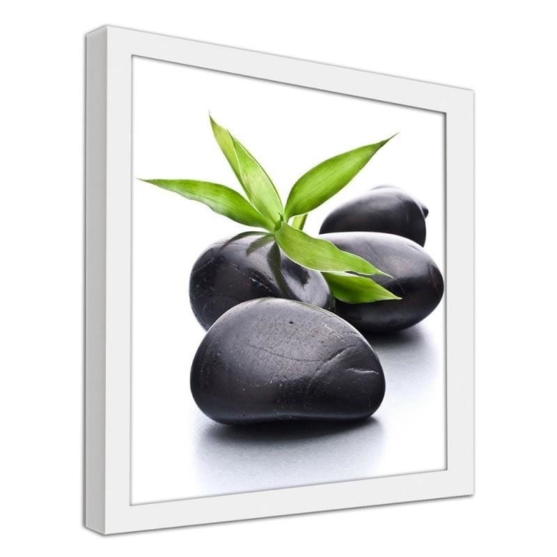 Glezna baltā rāmī - Zen pebbles and leaves Home Trends DECO