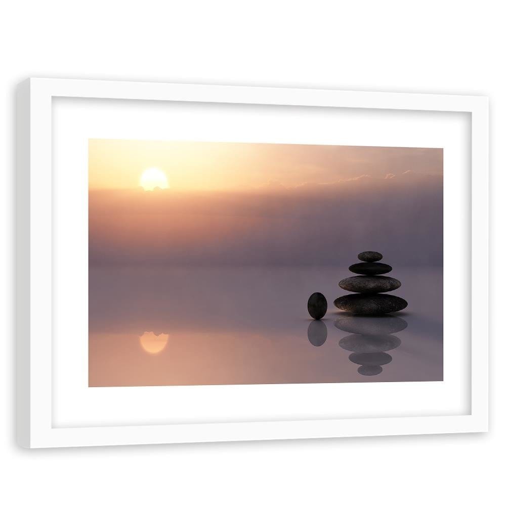 Glezna baltā rāmī - Zen Stones By The Sea Home Trends DECO