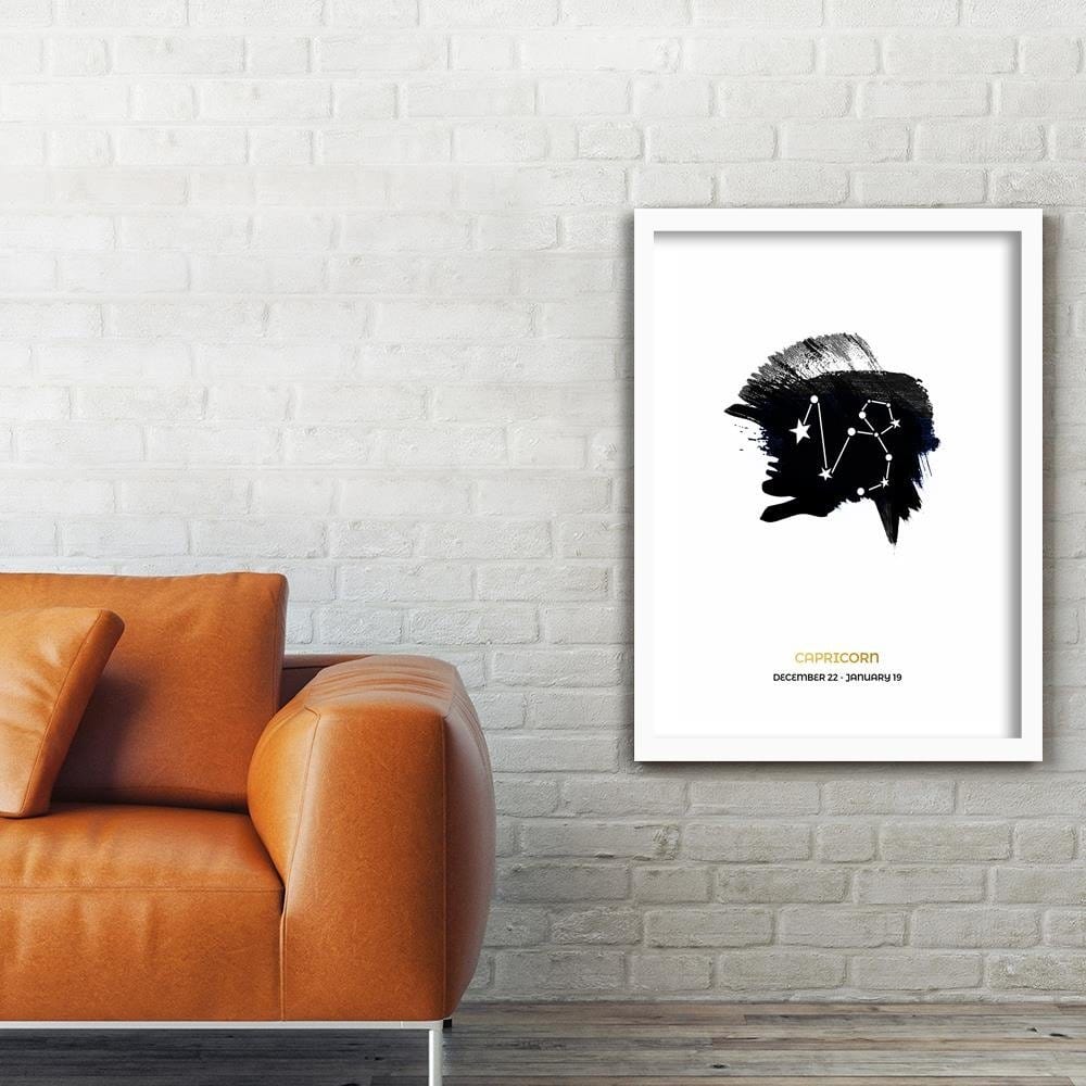 Glezna baltā rāmī - Zodiac Sign Capricorn Home Trends DECO