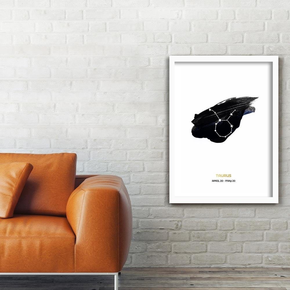 Glezna baltā rāmī - Zodiac Sign Taurus Home Trends DECO