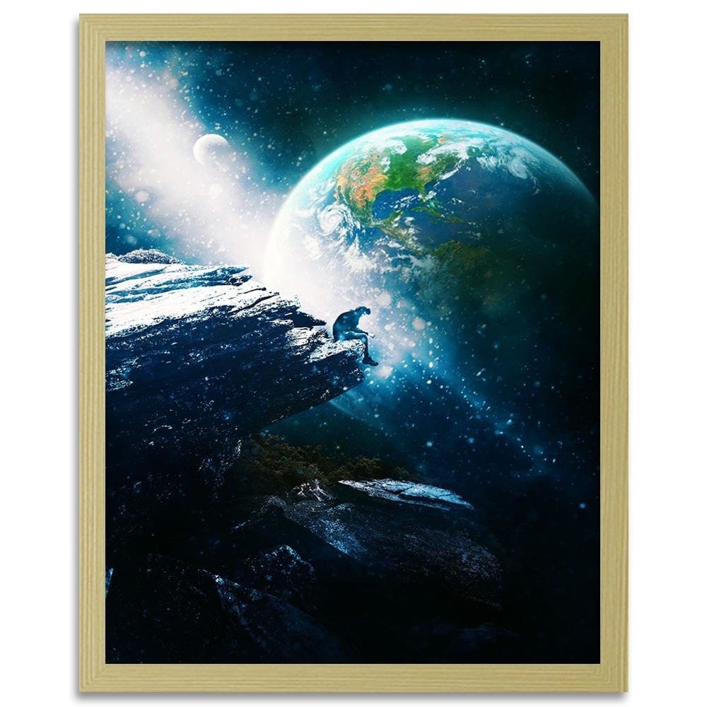 Glezna bēšā rāmī - Abstract Cosmos Blue Home Trends DECO
