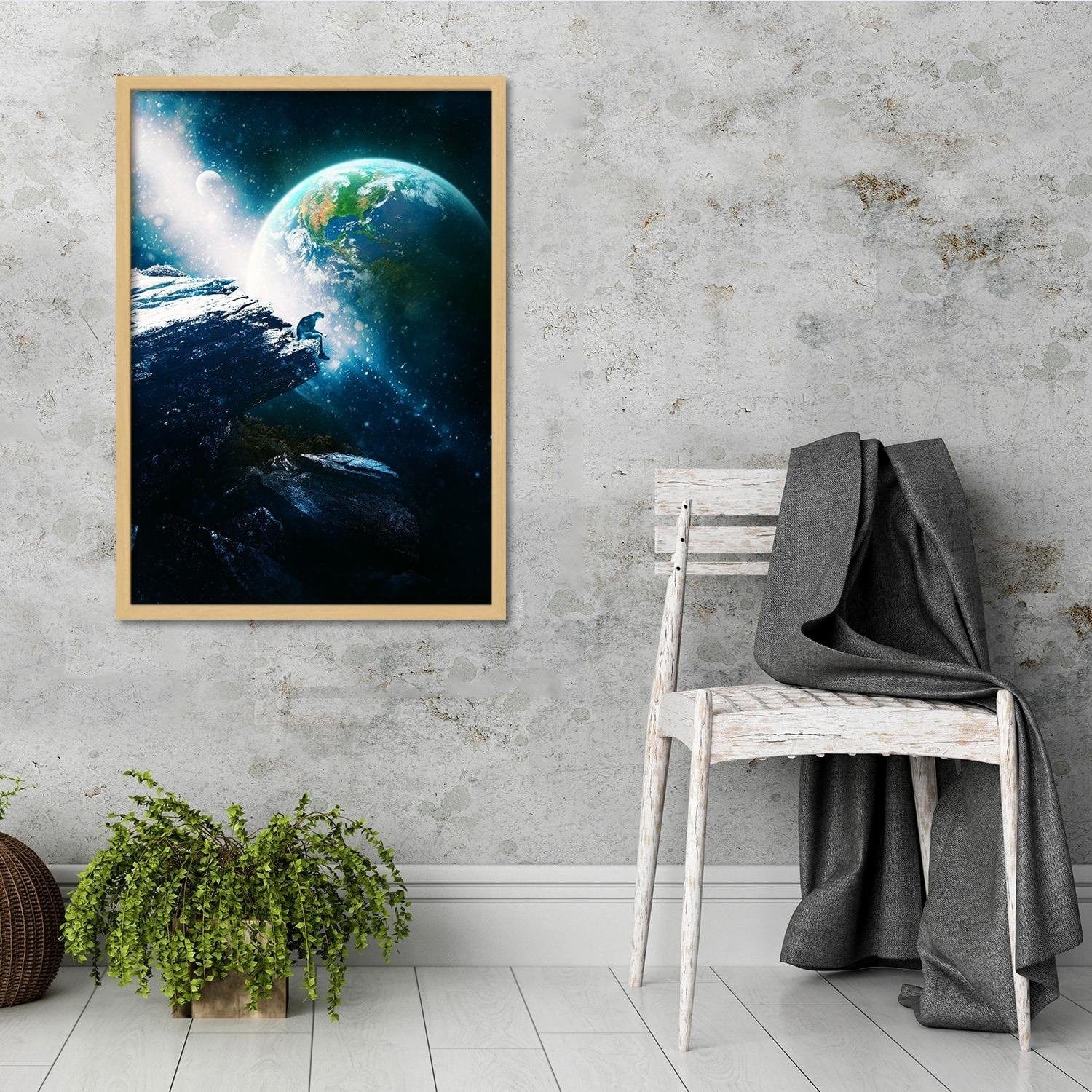 Glezna bēšā rāmī - Abstract Cosmos Blue Home Trends DECO