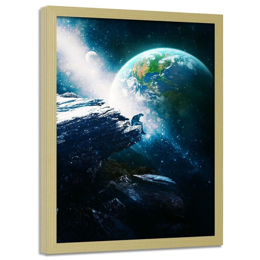Glezna bēšā rāmī - Abstract Cosmos Blue Home Trends DECO