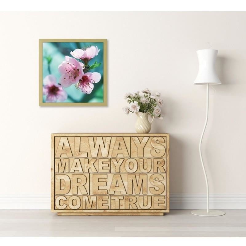 Glezna bēšā rāmī - Almond pink flowers Home Trends DECO