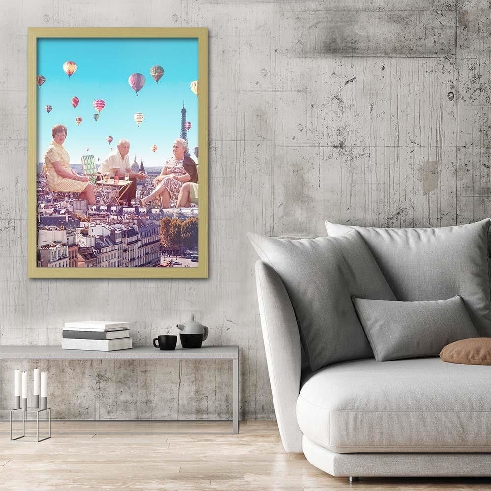 Glezna bēšā rāmī - Balloons Above The Paris Home Trends DECO