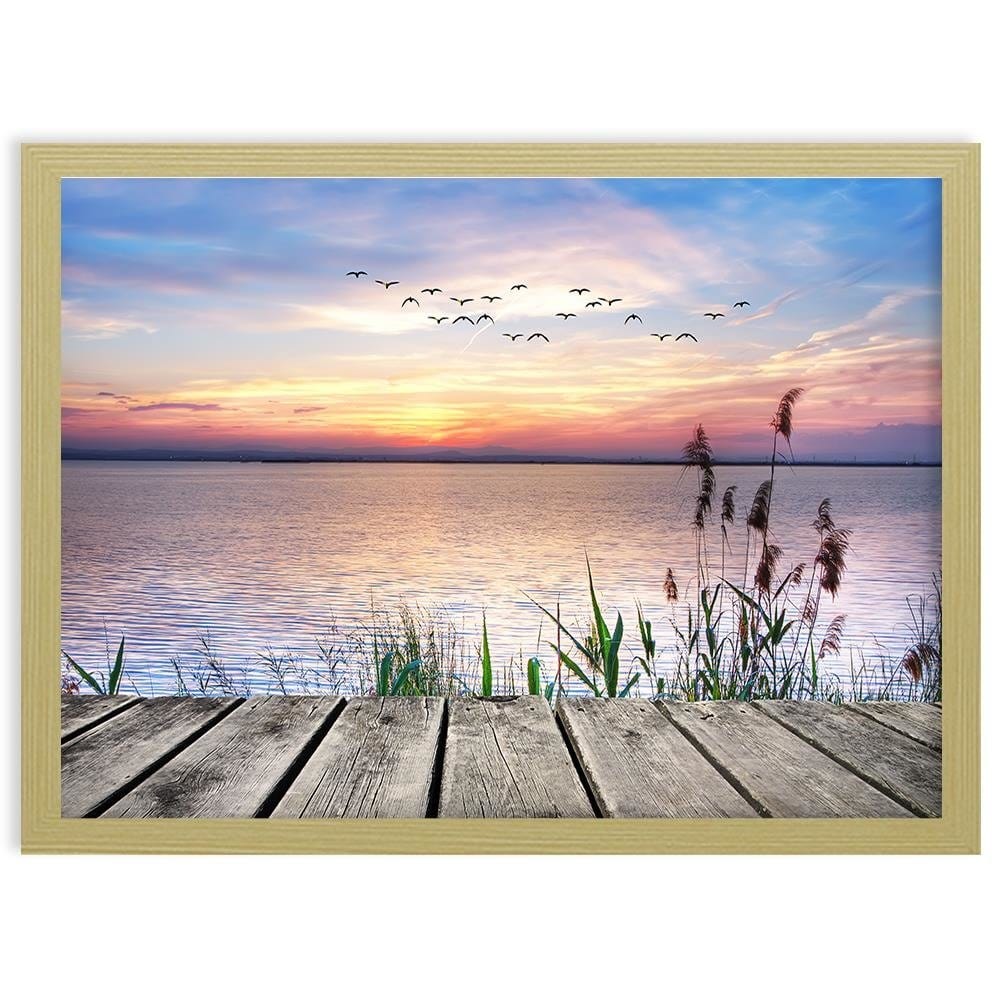 Glezna bēšā rāmī - Birds Over The Sea Home Trends DECO