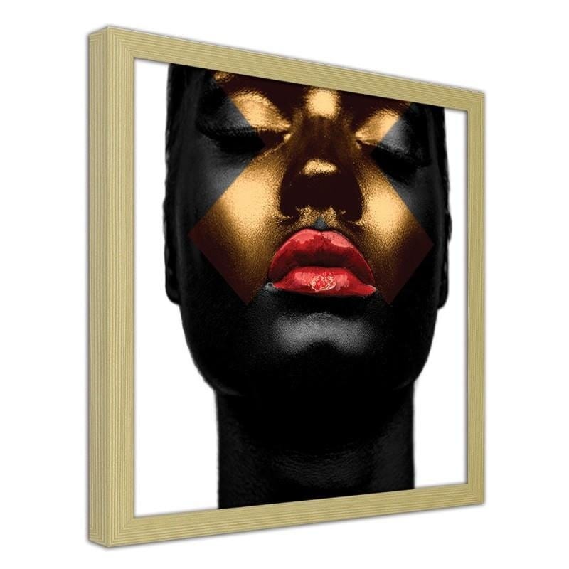 Glezna bēšā rāmī - Black skin and red lips Home Trends DECO