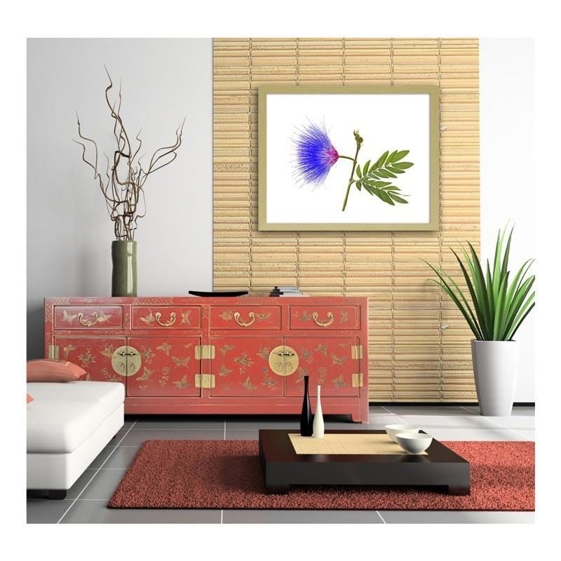 Glezna bēšā rāmī - Blue and pink flower Home Trends DECO