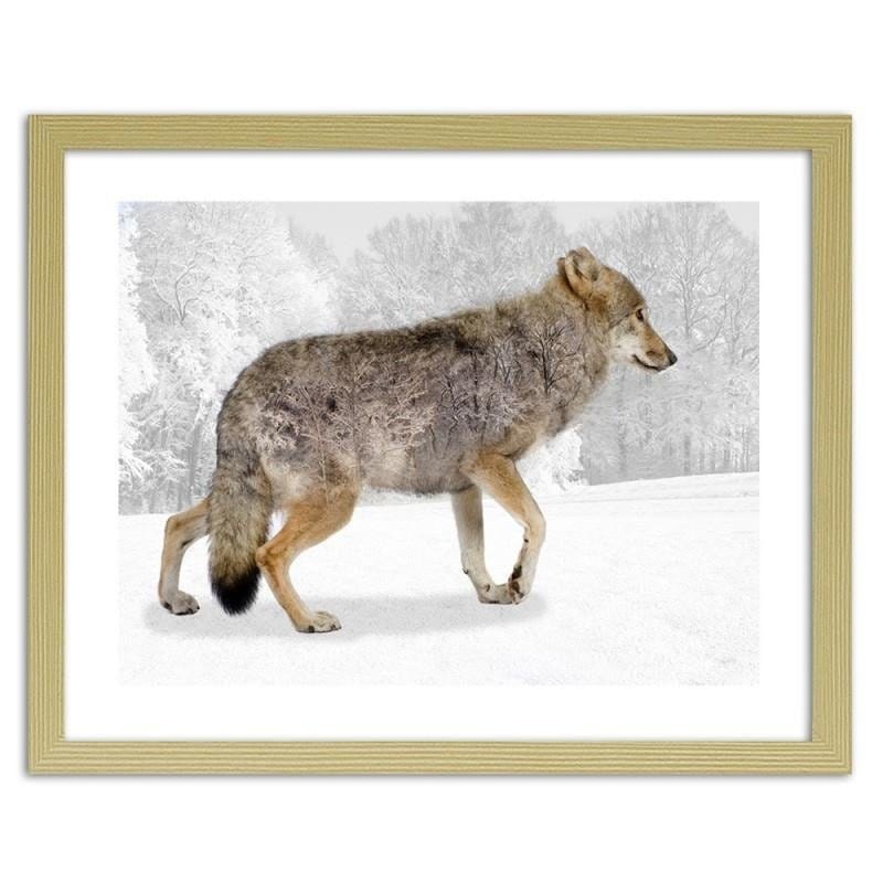 Glezna bēšā rāmī - Brown wolf Home Trends DECO