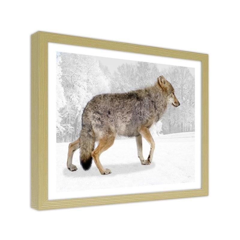 Glezna bēšā rāmī - Brown wolf Home Trends DECO