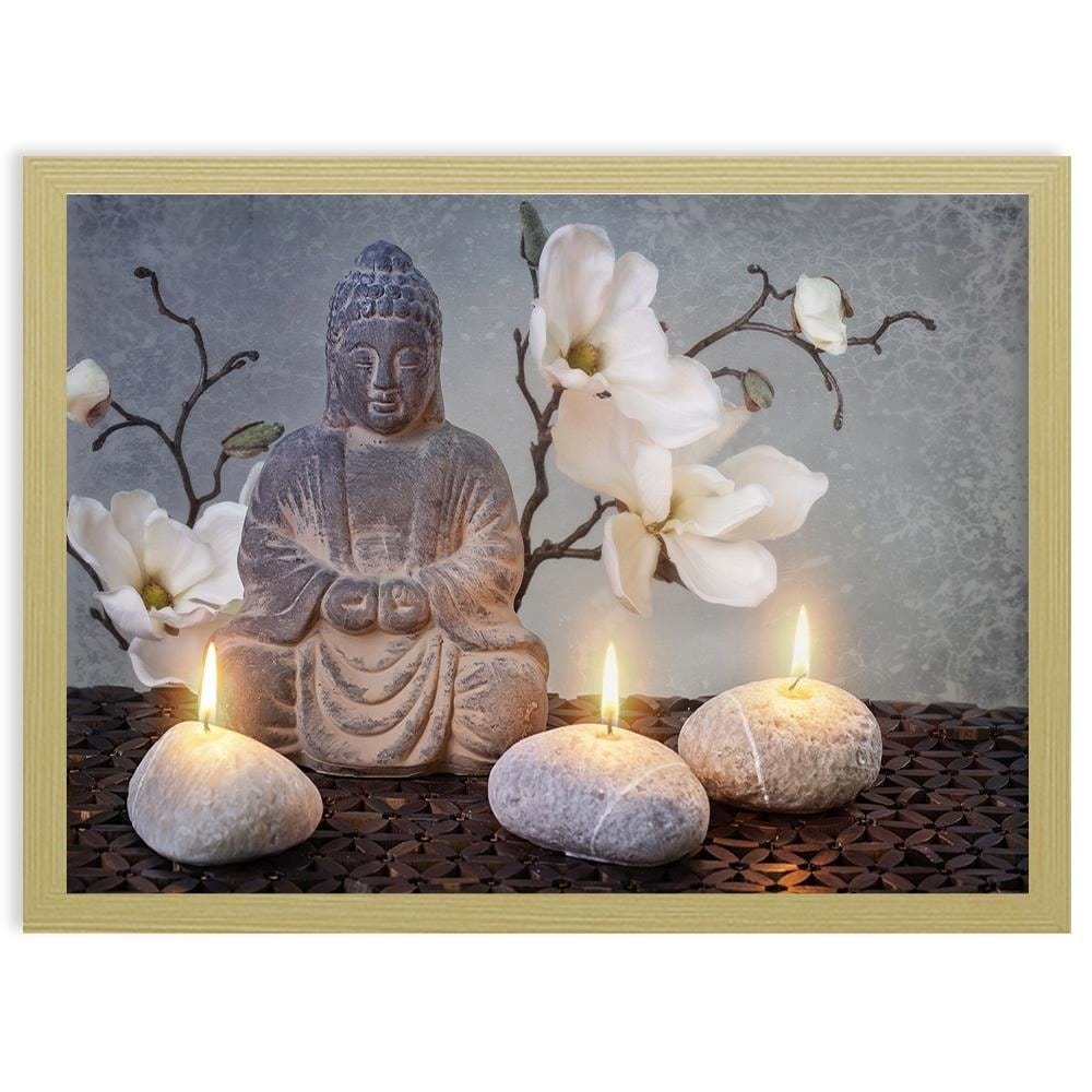 Glezna bēšā rāmī - Buddha Candles Home Trends DECO