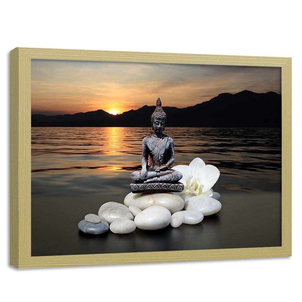 Glezna bēšā rāmī - Buddha Over The Sea Home Trends DECO