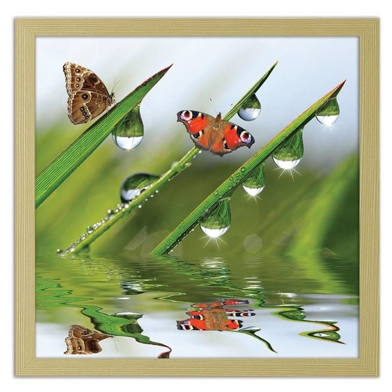 Glezna bēšā rāmī - Butterflies on the peeled grass Home Trends DECO