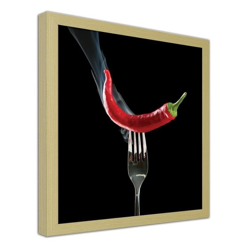 Glezna bēšā rāmī - Chili pepper on the fork. Home Trends DECO