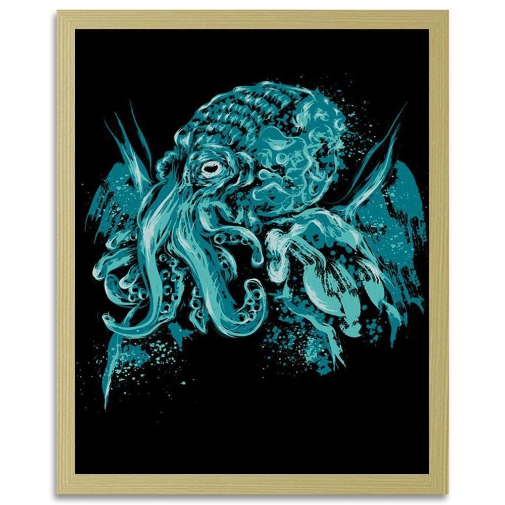 Glezna bēšā rāmī - Cthulhu Pop Art Blue Home Trends DECO