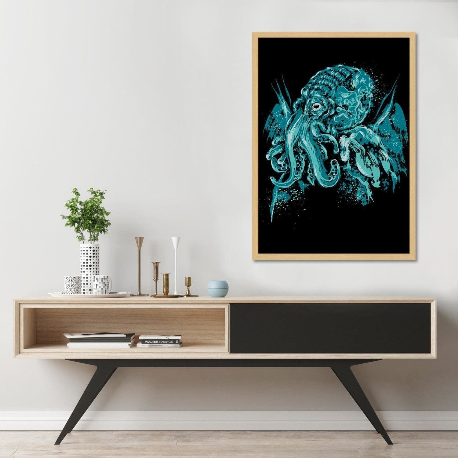 Glezna bēšā rāmī - Cthulhu Pop Art Blue Home Trends DECO