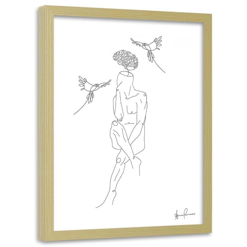 Glezna bēšā rāmī - Human And The Bird Home Trends DECO