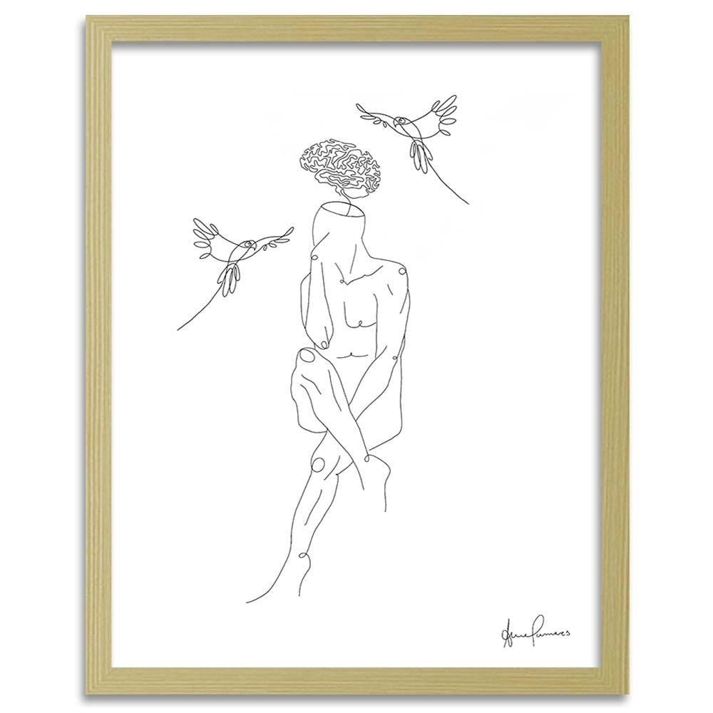 Glezna bēšā rāmī - Human And The Bird Home Trends DECO