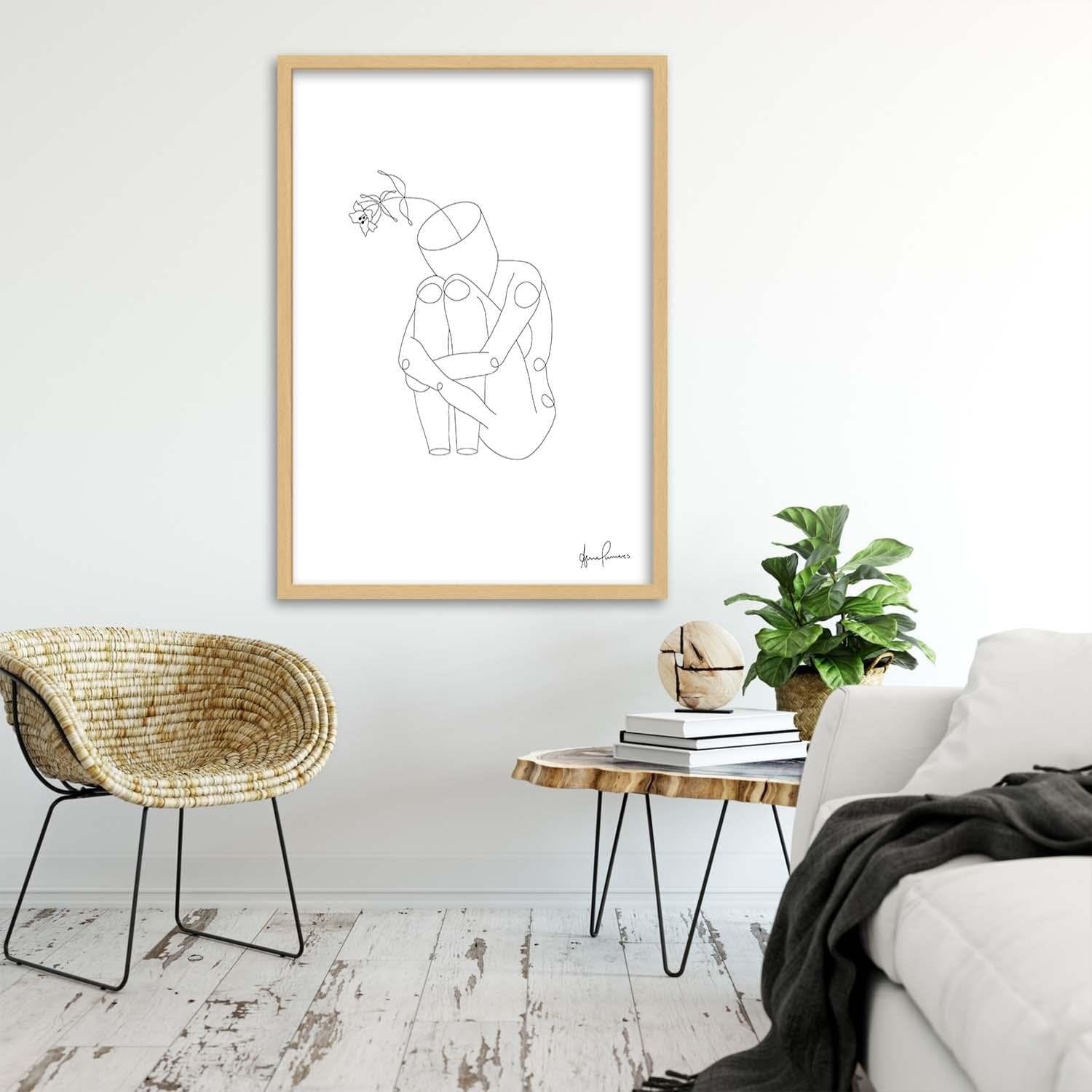 Glezna bēšā rāmī - Human In The Flowers Home Trends DECO