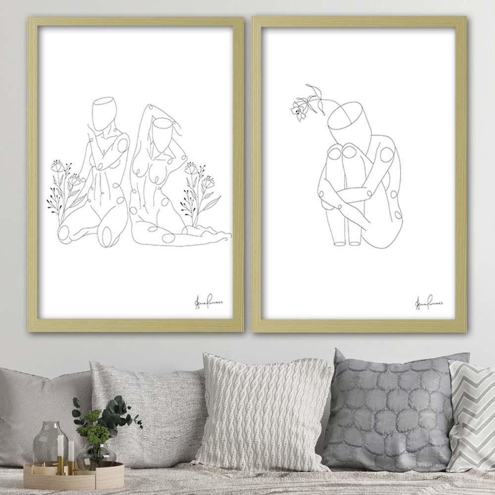 Glezna bēšā rāmī - Human In The Flowers Home Trends DECO