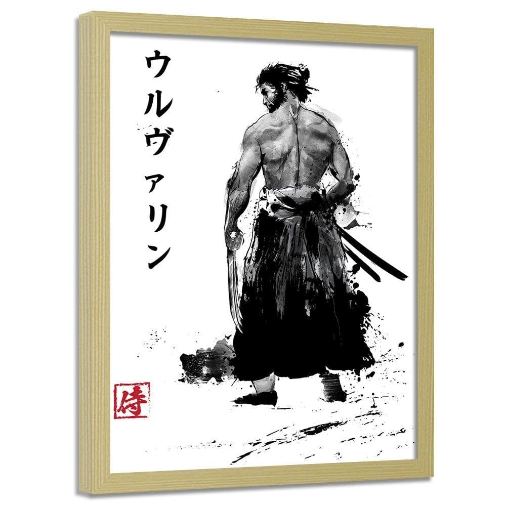 Glezna bēšā rāmī - Immortal Samurai Black And White Home Trends DECO