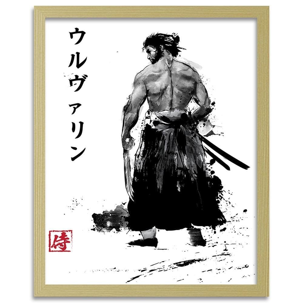 Glezna bēšā rāmī - Immortal Samurai Black And White Home Trends DECO