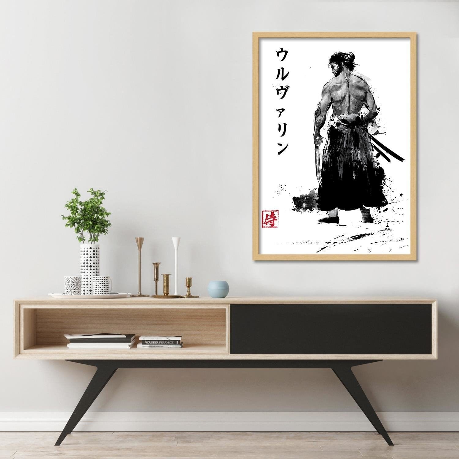Glezna bēšā rāmī - Immortal Samurai Black And White Home Trends DECO