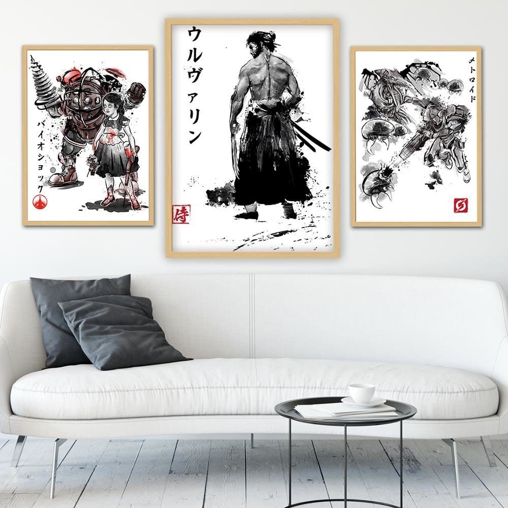 Glezna bēšā rāmī - Immortal Samurai Black And White Home Trends DECO