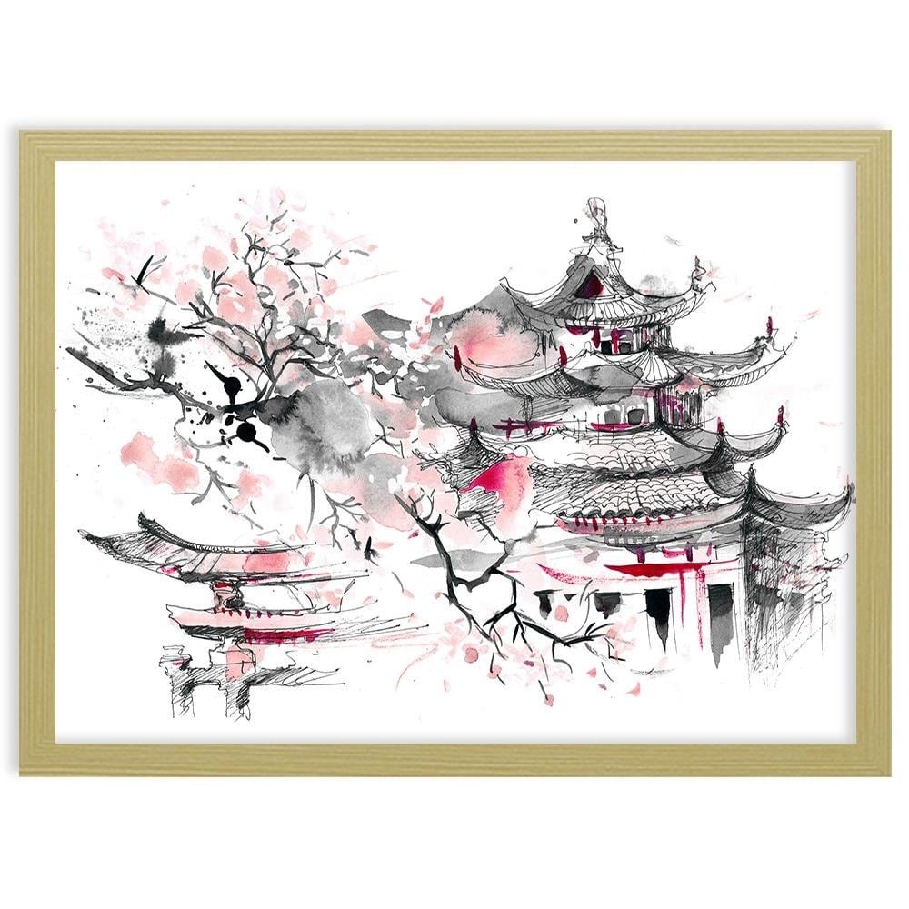 Glezna bēšā rāmī - Japan Art Home Trends DECO