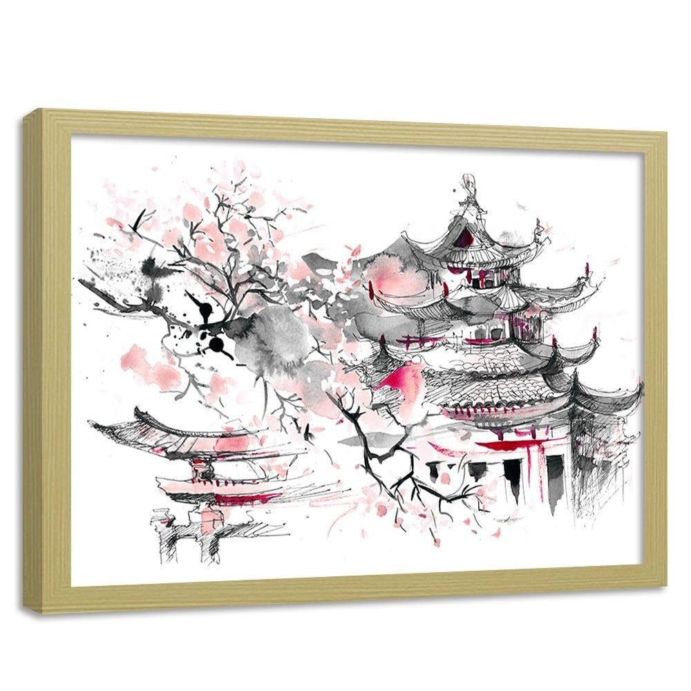 Glezna bēšā rāmī - Japan Art Home Trends DECO