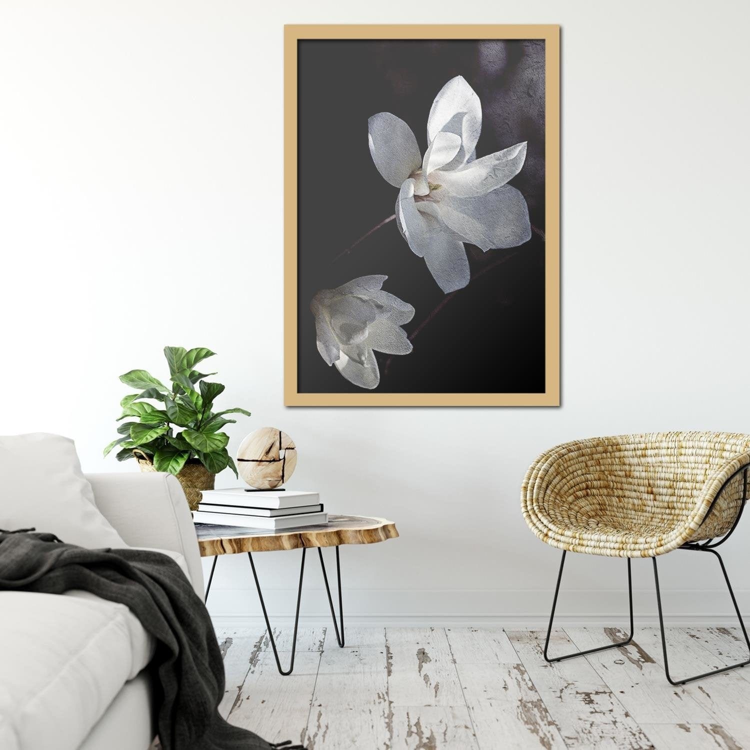 Glezna bēšā rāmī - Jasmine Petals Home Trends DECO