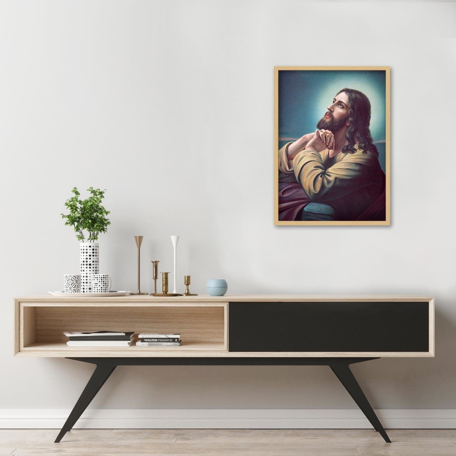 Glezna bēšā rāmī - Jesus Praying Home Trends DECO