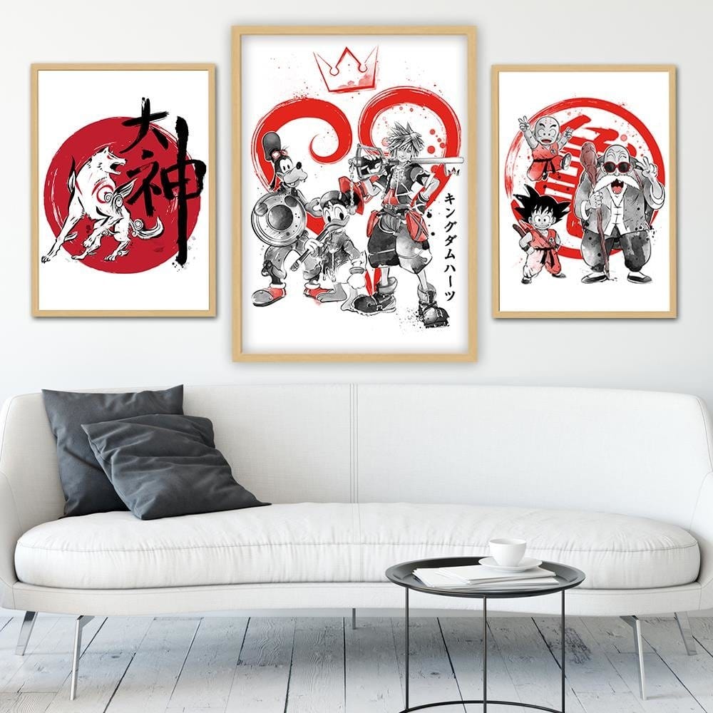 Glezna bēšā rāmī - Kingdom Japan Art Red Home Trends DECO