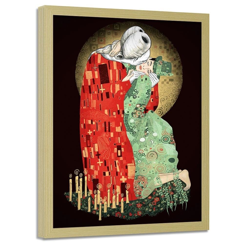 Glezna bēšā rāmī - Kiss Amid Candles Home Trends DECO